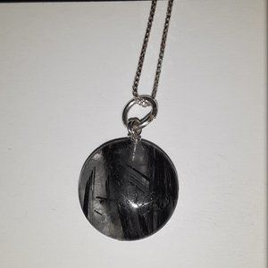 Sterling silver tourmalated quartz necklace